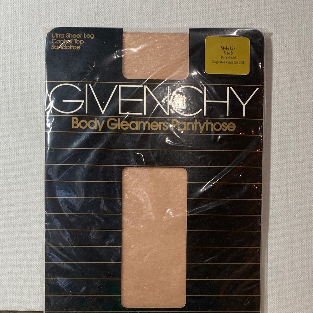 Givenchy Body Gleamers Pantyhose Pale Gold Size B Control Top Sandaltoe  VTG NEW